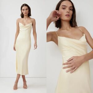 NWT Lexi satin midi dress in limoncello